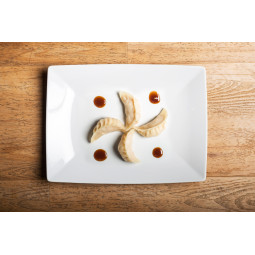 Ravioli con funghi e edamame
